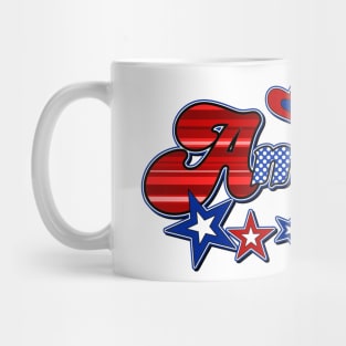 America, Red White and Blue, Stars and Hearts Mug